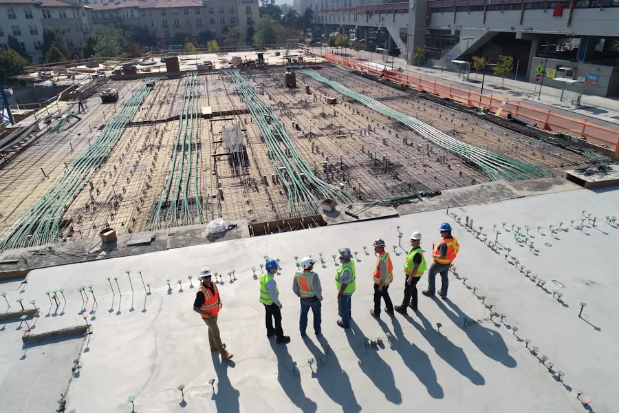 Construction site with workers