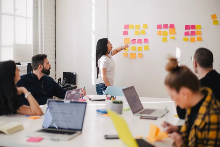 Agency team collaborating around a table
