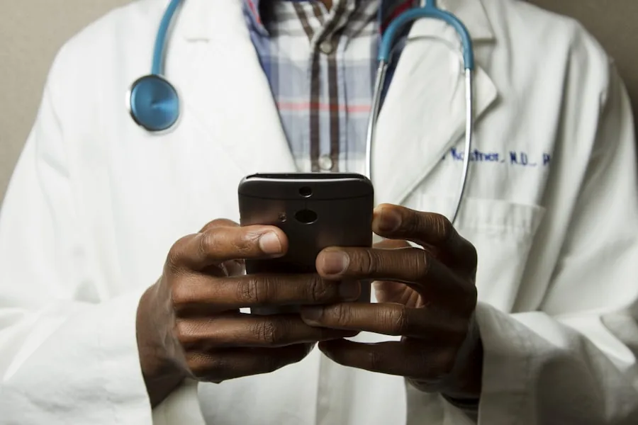 Healthcare professional using a tablet